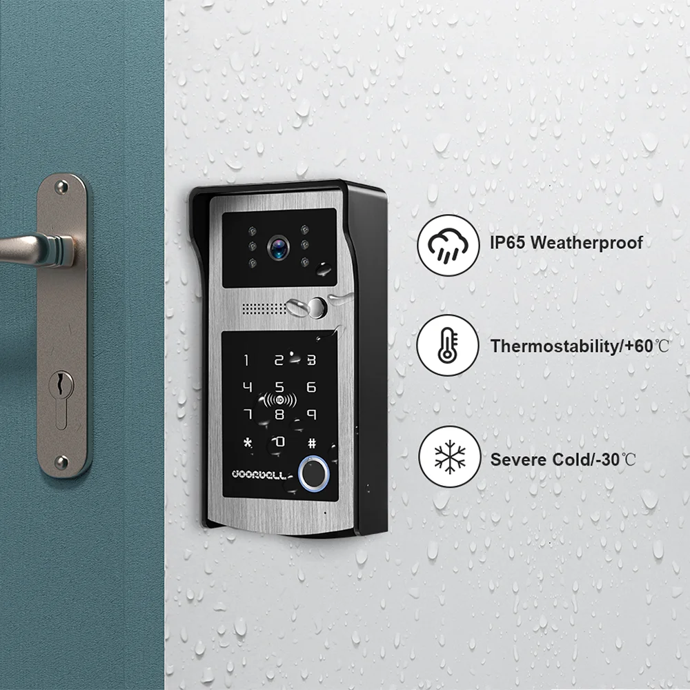 Wifi Tuya 7 Inch Touchscreen Wifi Video Deurbel Smart Home Video Intercom Kit Toevoegen Hd Camera App Vingerafdruk Wachtwoord Unlock