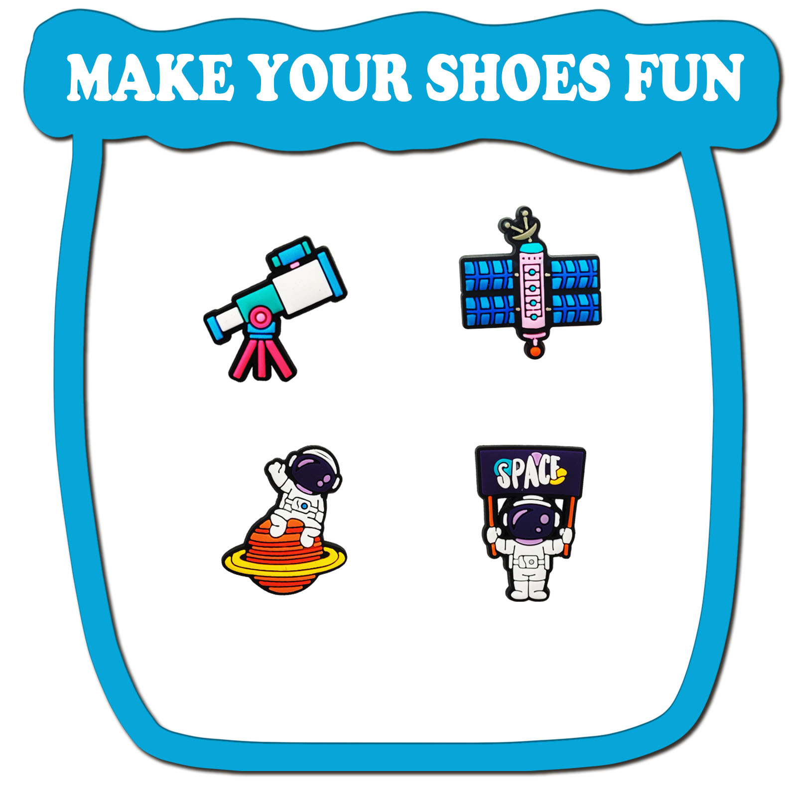 20 piezas de dijes de zapatos de la serie astronautas para sandalias deslizantes, accesorios de decoración de zapatos de PVC para regalo de cumpleaños de Navidad, recuerdo de fiesta