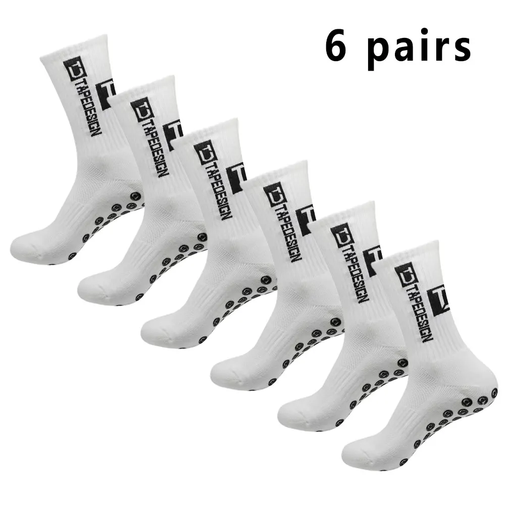 6 pares de calcetines de fútbol calcetines deportivos calcetines de media pantorrilla para hombre calcetines de punto antideslizantes de silicona calcetines de yoga de baloncesto