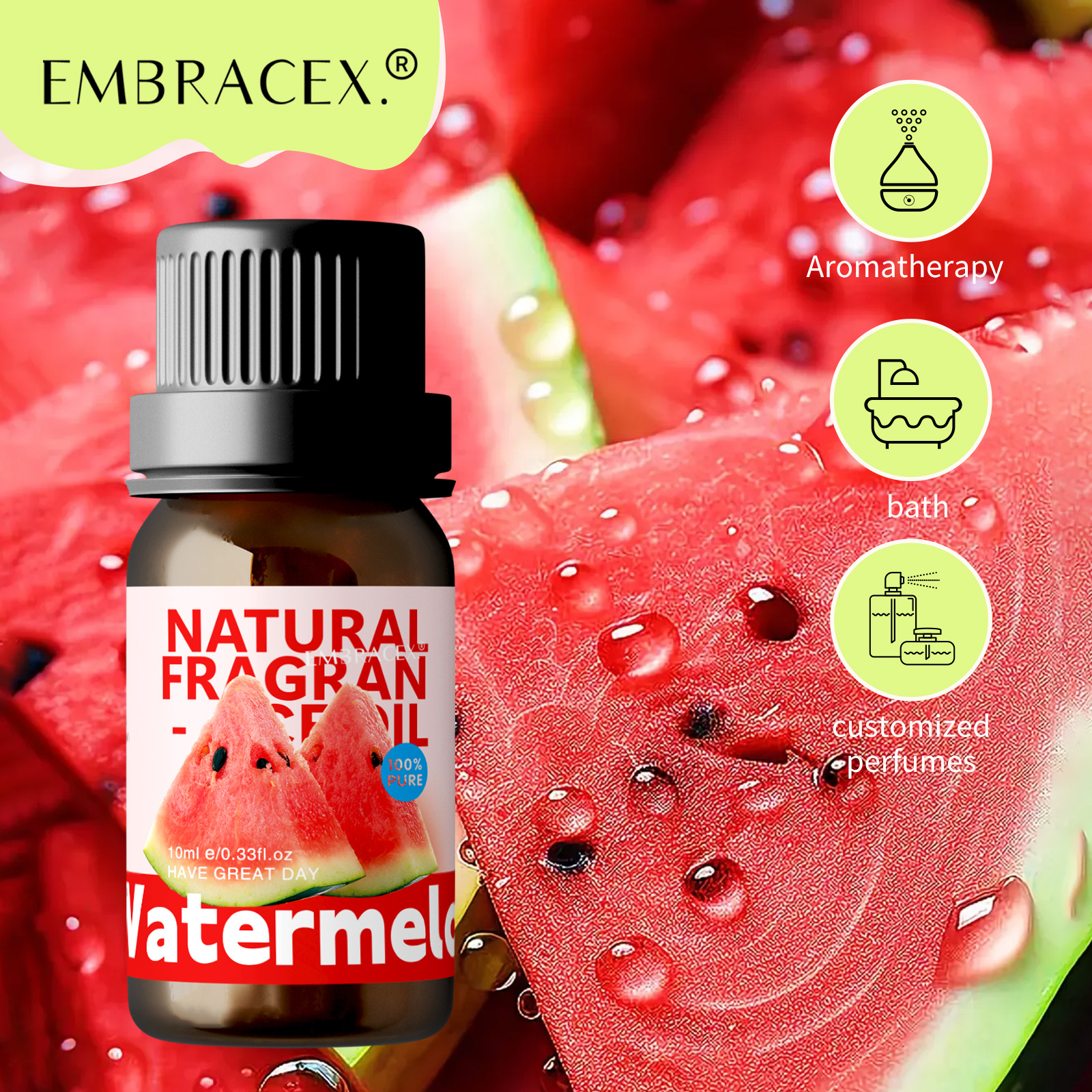 10 ml Wassermelonen-Aromatherapie-ätherische Öle, die im Raum, Auto, in der Küche, im Büro für Frauen verwendet werden. Sommer-Weihrauch