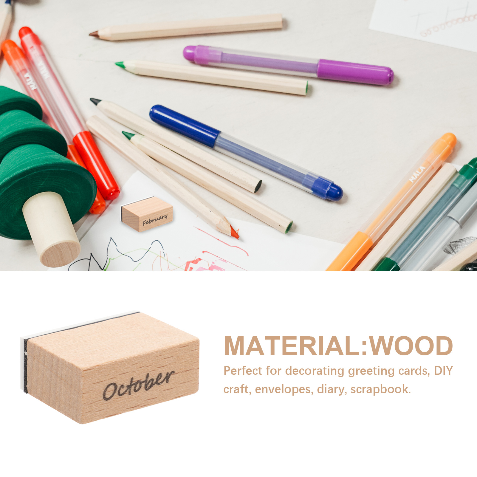 Holzstempelset Scrapbook Dekoration DIY Stempel Hochzeit Monatspapier Handgehalten