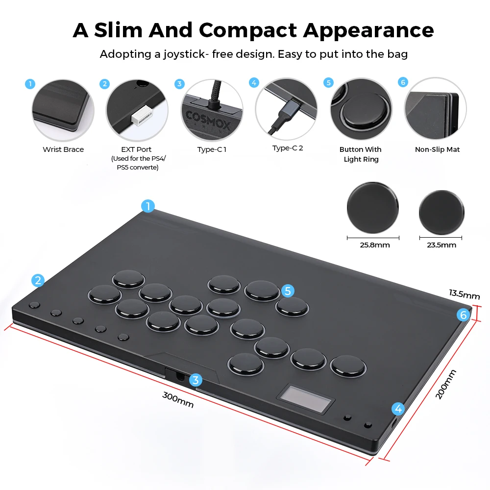 Controlador sin palanca Hitbox de aleación de aluminio Haute42, palo Arcade sin pegatinas para PC/ps4/ps5/controlador de lucha Hitbox de vapor