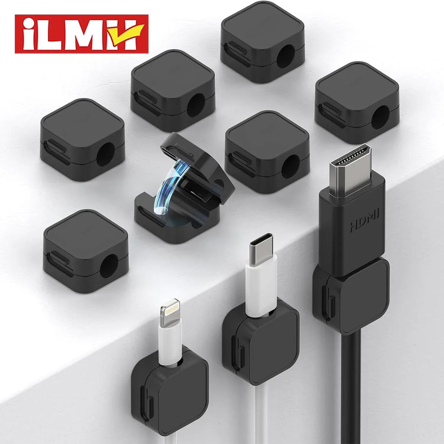 ​ Clips para cables magnéticos Soporte para cables ajustable |   Organizador adhesivo debajo del escritorio Mgmt para mesita de noche de escritorio de pared de coche de oficina en casa ​ ​