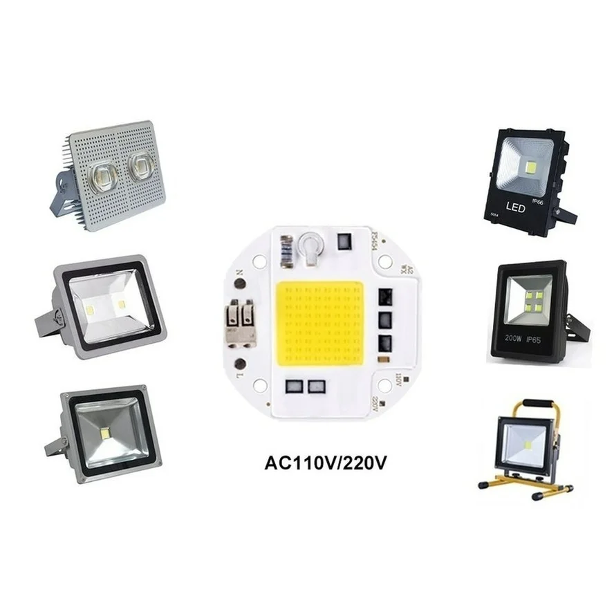 Chip LED COB ad alta potenza 100W 70W 50W senza saldatura per faretto Proiettore 220V 110V Perline luminose integrate Alluminio Bianco caldo