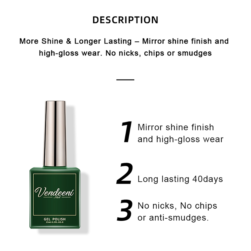 Vendeeni 15 ミリリットルダイヤモンドトップコートジェルネイルポリッシュ強化長期的な UV ソークオフジェルワニスハイライトネイルアートプライマージェル