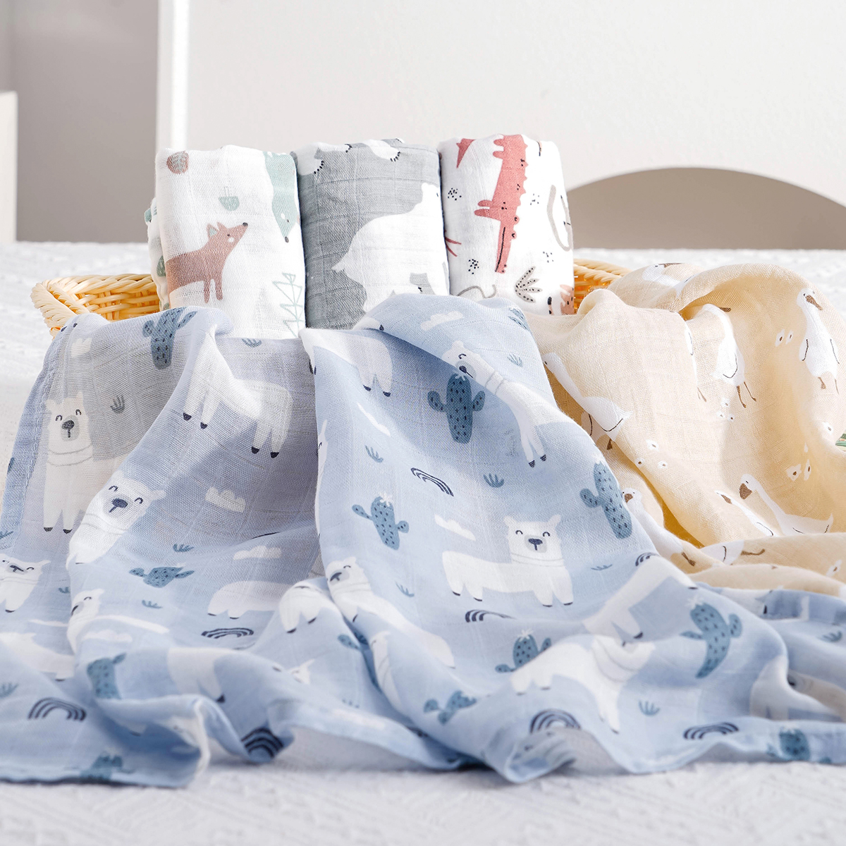 5 unids/set Baberos de muselina para alimentación de bebé, manta de algodón de bambú para alimentación, paño para eructar, manta de algodón suave para bebé recién nacido de 60*60cm