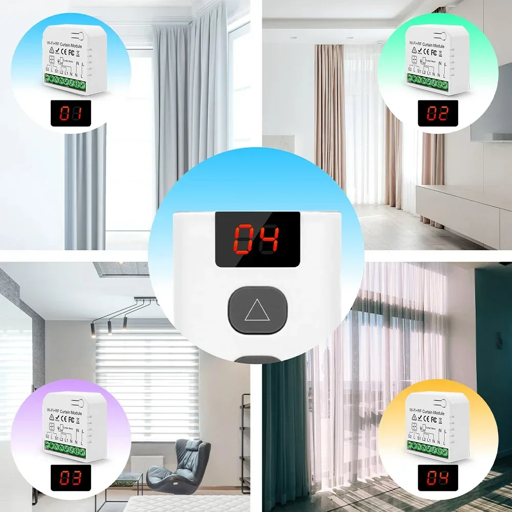 Interruptor de cortina Wifi Rf, módulo de persiana enrollable Tuya Smart Life, 433mhz, Control remoto 5 en 1, para persianas de ventana y puerta de garaje, Alexa