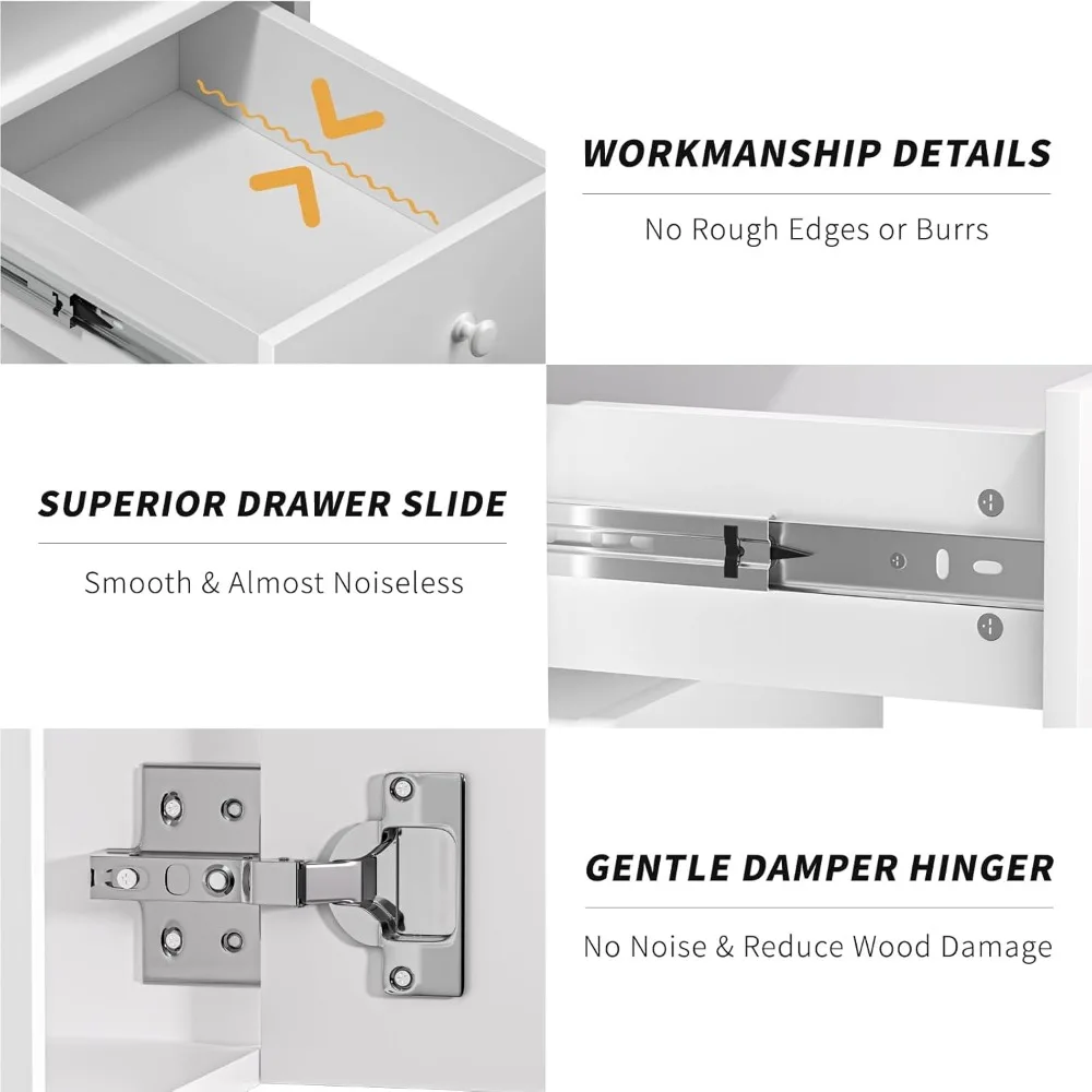 Professional acetone resistant nail table with drawers