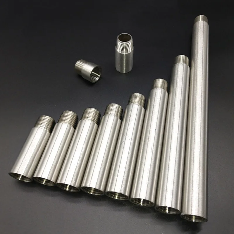 1/8 "1/4" 3/8 "1/2" 3/4 "1" 1,2 "1,5" 2 "macho x tubo de extensión de rosca hembra L = 3-50cm conector de instalación de tubería de acero inoxidable 304