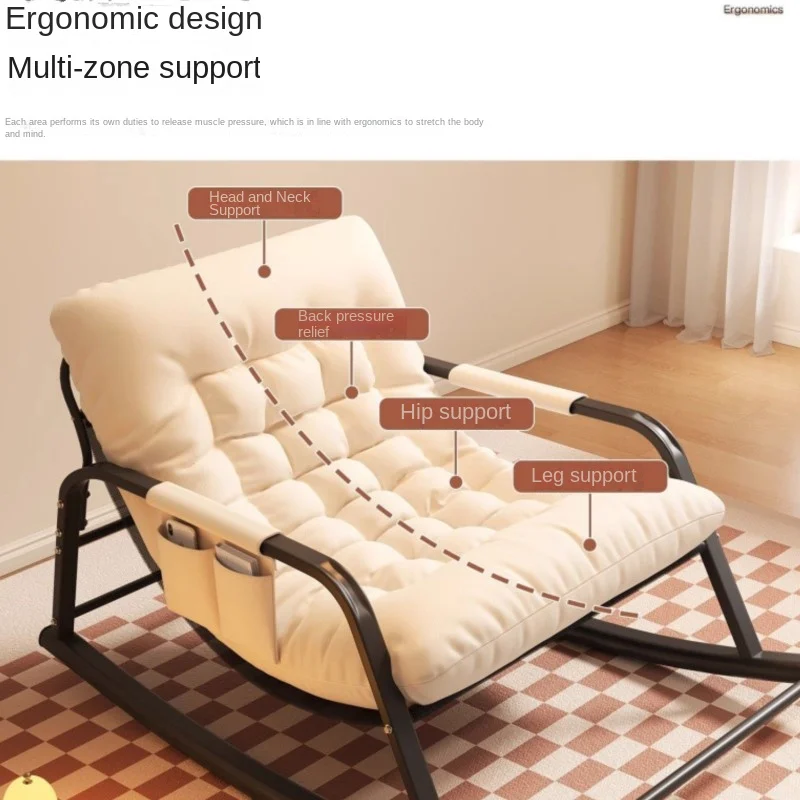 Double Rocking Chair Enlarge And Widen Lazy Chair Adult Balcony Home Technology Fabric Rocking Recliner Chair Can Sit And Lie