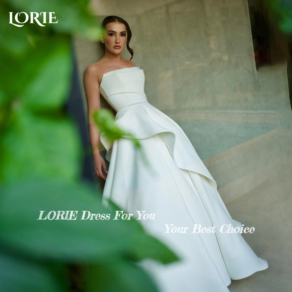 LORIE Elegant Strapless Wedding Dresses Pleated Backless Beach Bridal Gown Sweetheart Random Ruched Customized White Bride Dress