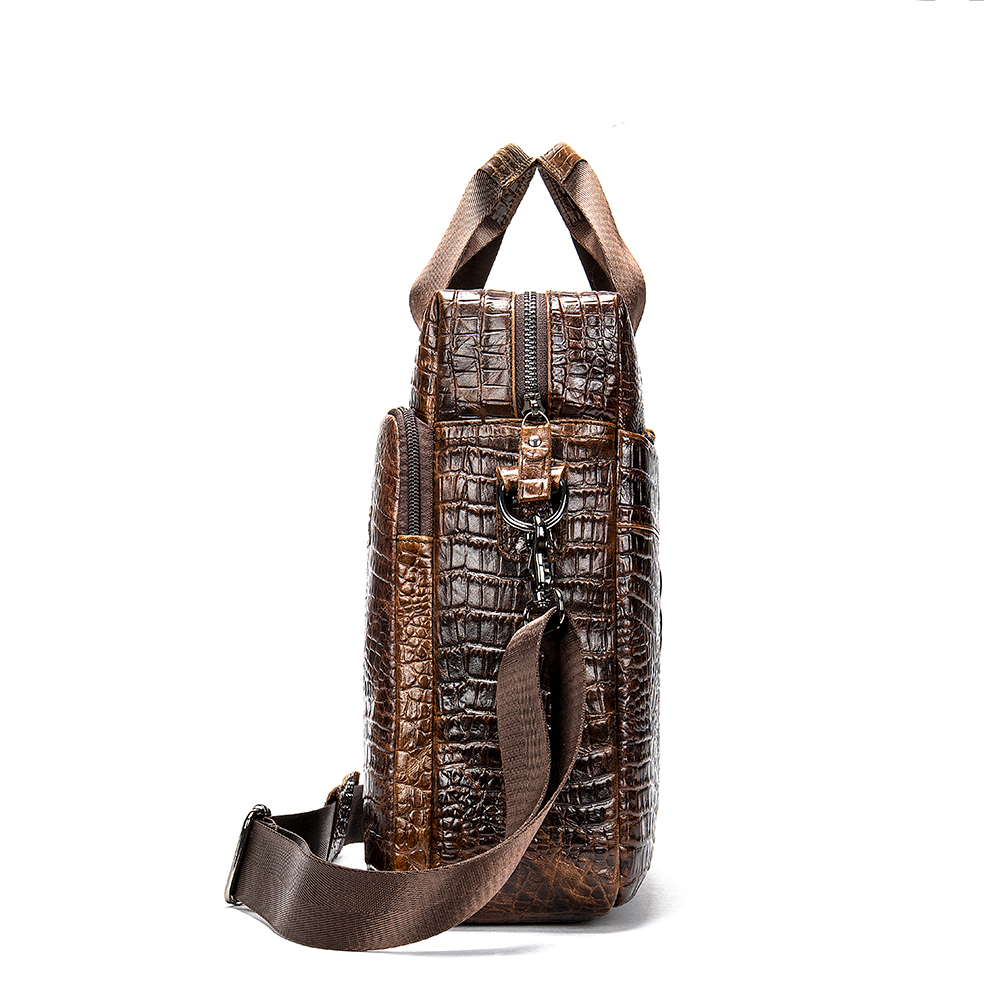 WESTAL Men Briefcase Men's Bag Genuine Leather Office Bags for Men Laptop Bag Leather Briefcase Men Croco Design Computer Bags