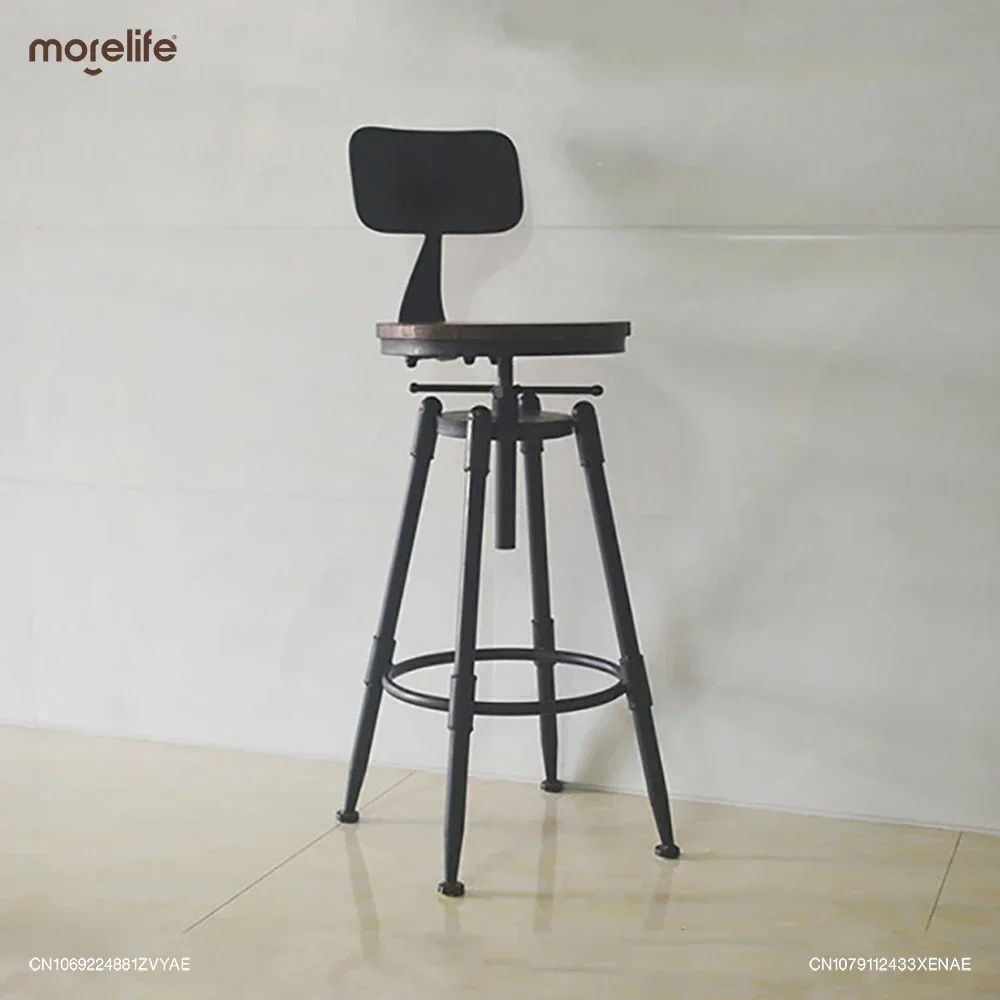Taburetes Retro De hierro para el hogar, Silla De Bar, respaldo, mostrador, altura De asiento ajustable, 70-90cm