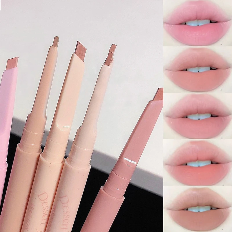Dessert Lip Liner Penna per rossetto per labbra rotante automatica, impermeabile, duratura, senza contorno di colore