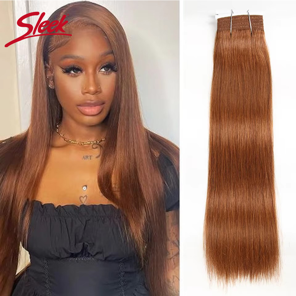 Schlankes, seidiges Gewebe, gerade, doppelt gezogen, Blond 30 #   4 #   Brasilianisches glattes Echthaar Bundles Nature Remy Black Dark 1B #   Echthaar