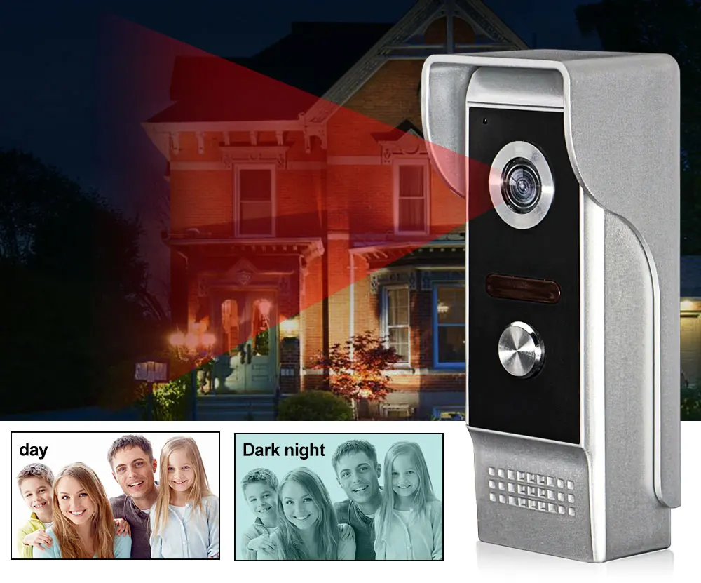 Outdoor IR Night Vision Campainha Video Intercom System, impermeável, câmera infravermelha, telefone da porta, com fio, 4 fios de cabo, 700TVL