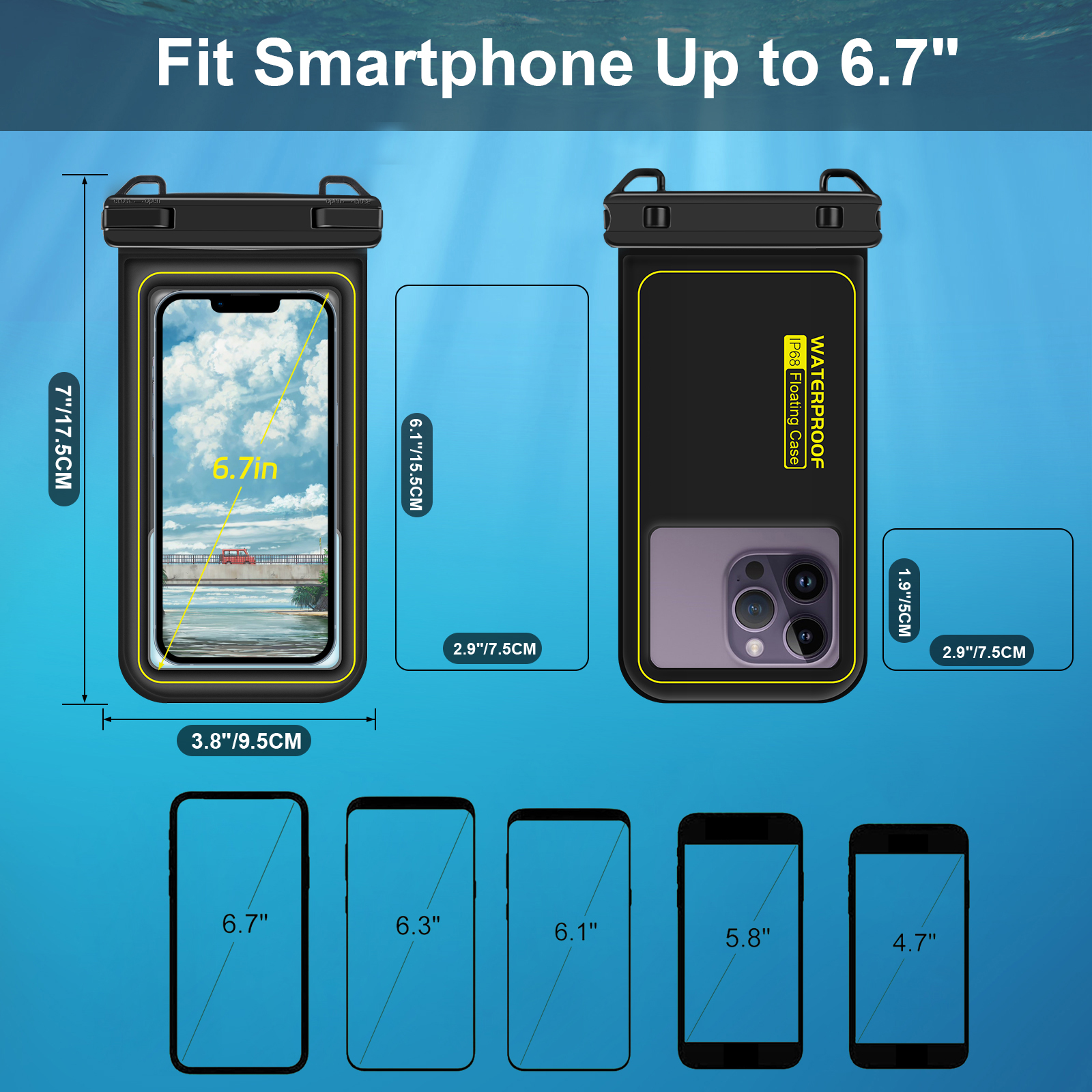 Hazissky-調整可能なストラップ付き防水携帯電話バッグ,健康,サーフィン,ドライバッグポケット用のユニバーサルクロスオーバーボディバッグ