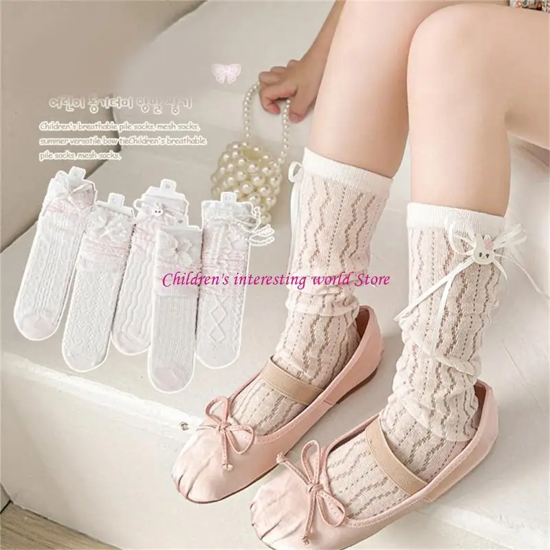 Bayi perempuan kaus panjang lutut dengan desain knot untuk balita dan bayi stoking kapas lembut & bernapas yang dapat 425F
