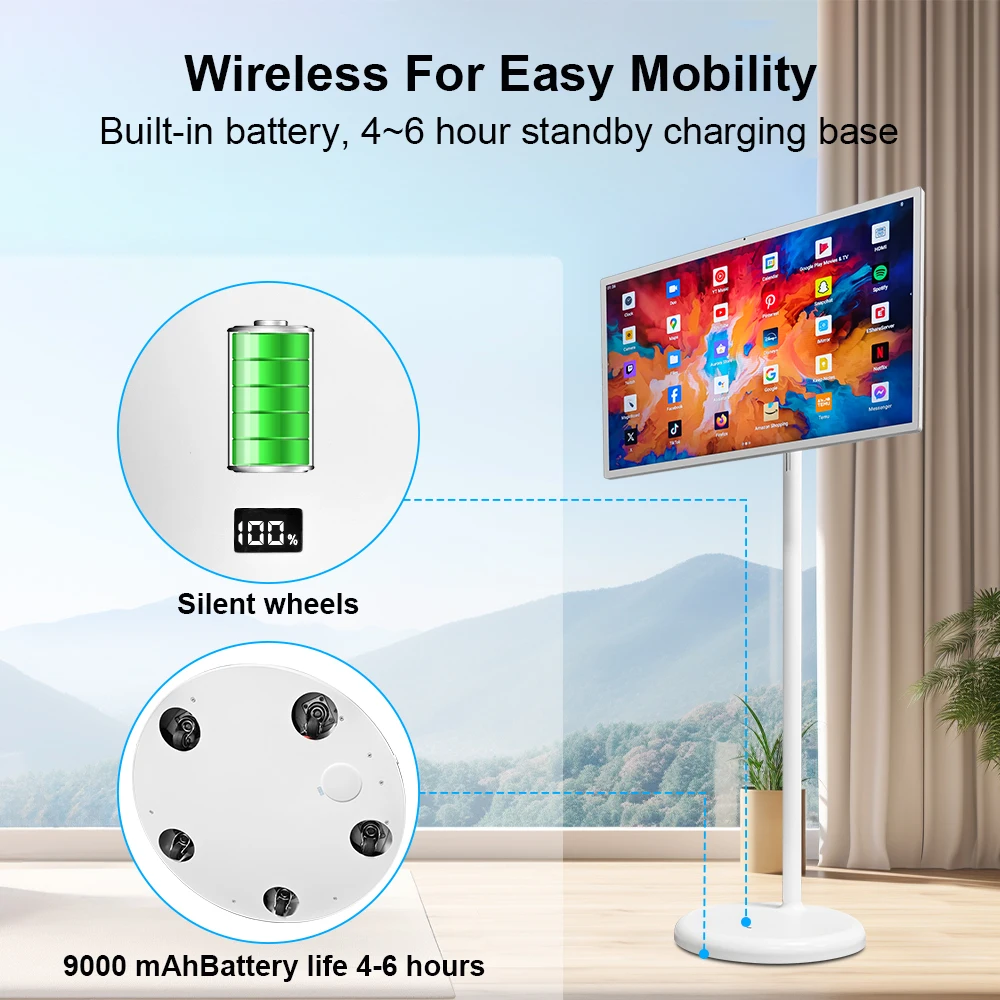 TV inteligente de 32 pulgadas, pantalla táctil, televisión inteligente, soporte pequeño, monitor interactivo de TV portátil, tableta Android HD Vertical