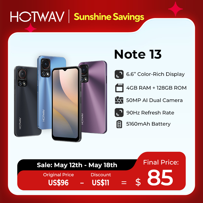 [Estreno mundial] Smartphone HOTWAV Note 13 6,6 ''HD + 90 Hz Android 13 8 GB + 128 GB Teléfono móvil Octa-Core 50 MP 5160 mAh Teléfono móvil