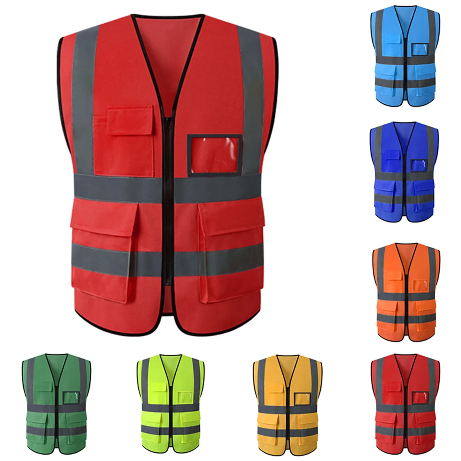 New Nighttime Traffic Environment Hygiene Garden Architecture Multi Pocket Anti static Grid Reflective Vest Construction Vest