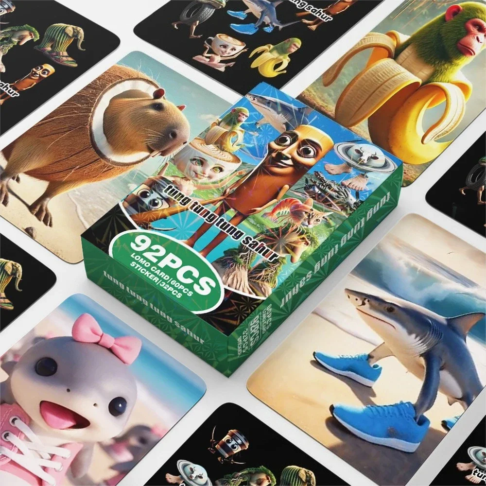 92pcs Tralalero Tralala Cartoon Kaarten Tungtung Sahur Brainrot Game Card Kids Party Cosplay Klassieke Speelgoed Nieuwe Verzamelen Foto Gift