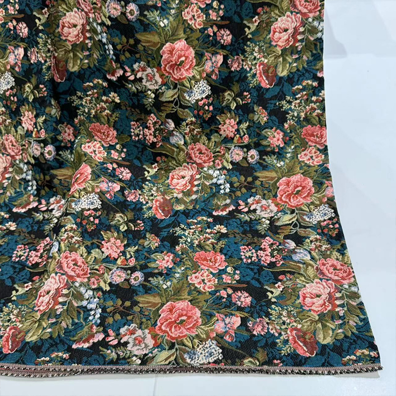 油絵花ジャカード生地エスニックスタイル肥厚先染め服手作り DIY 縫製綿とリネン生地