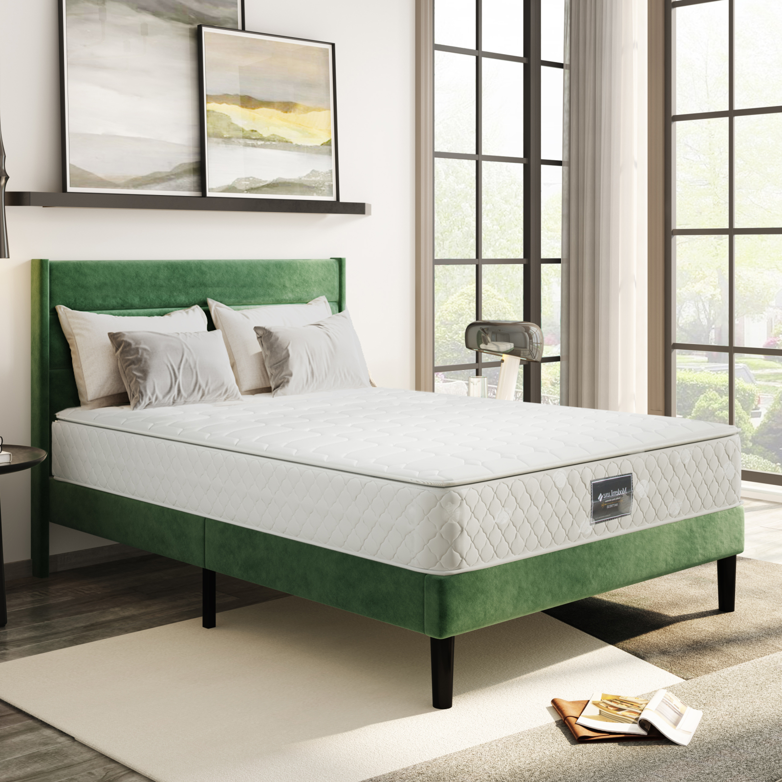 Anajqaqia Colchón de muelles de 160x200x25 cm, con dureza H3, certificación Oeko-Tex, funda acolchada de microfibra, comodidad premium para dormir