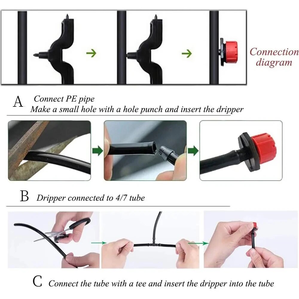 50-800pcs Adjustable Irrigation Drippers Sprinklers 1/4'' Emitter Dripper Micro Drip Irrigation Sprinklers for Watering System