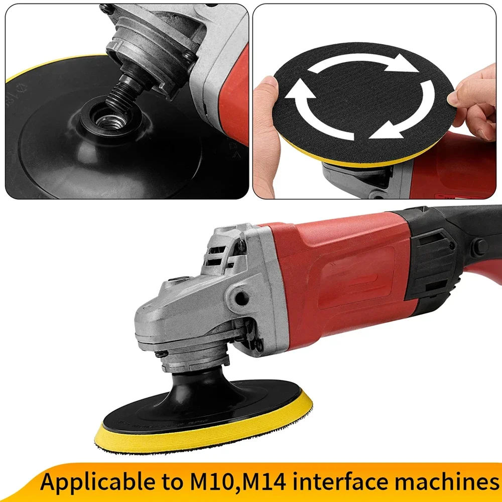 1-3Set 3-7inch Backing Pad M10 M14 Sanding Holder Disc Hook and Loop Polishing Backer Plate Drill Rod for Polisher Grinding Tool