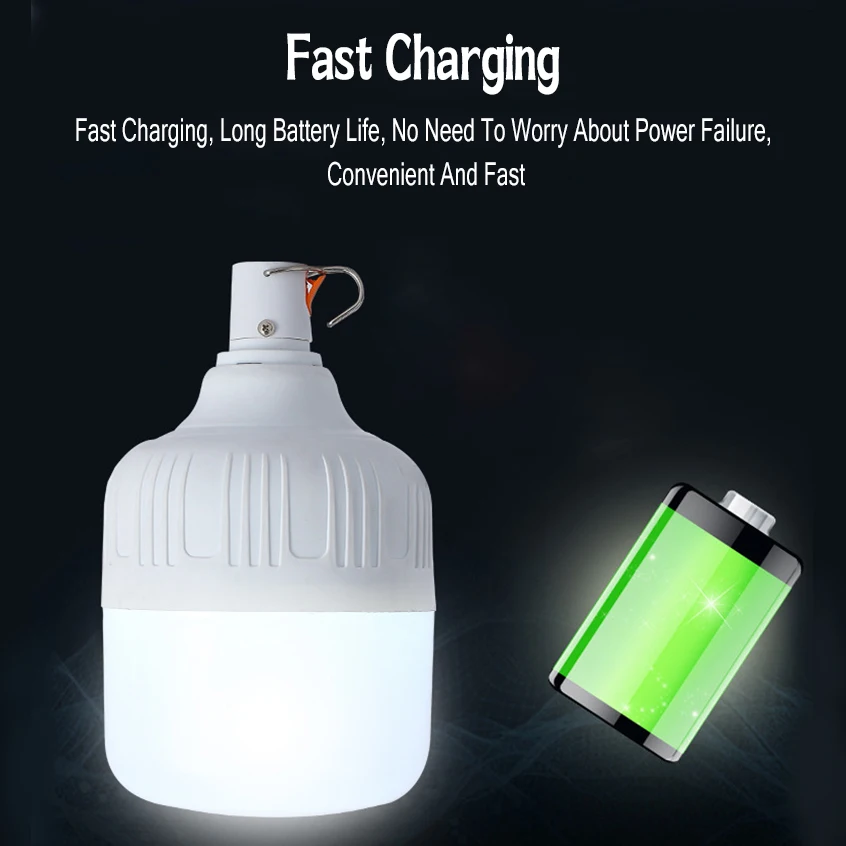 60W 80W Campingleuchte USB wiederaufladbare LED-Notfalllampe Outdoor tragbare Laternen mit Haken für Grillzelte Batterielampe