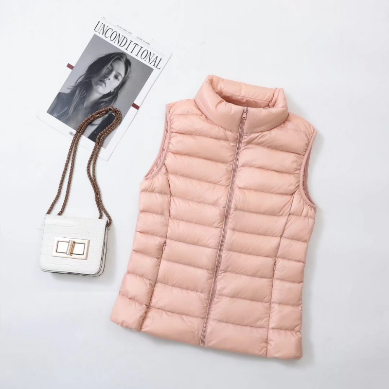 ผู้หญิงสีม่วงUltra Light Downเสื้อกั๊ก 2023 ใหม่หญิงWindproofน้ําหนักเบาWarmเสื้อกั๊กแขนกุดเป็ดสีขาวลงCoat