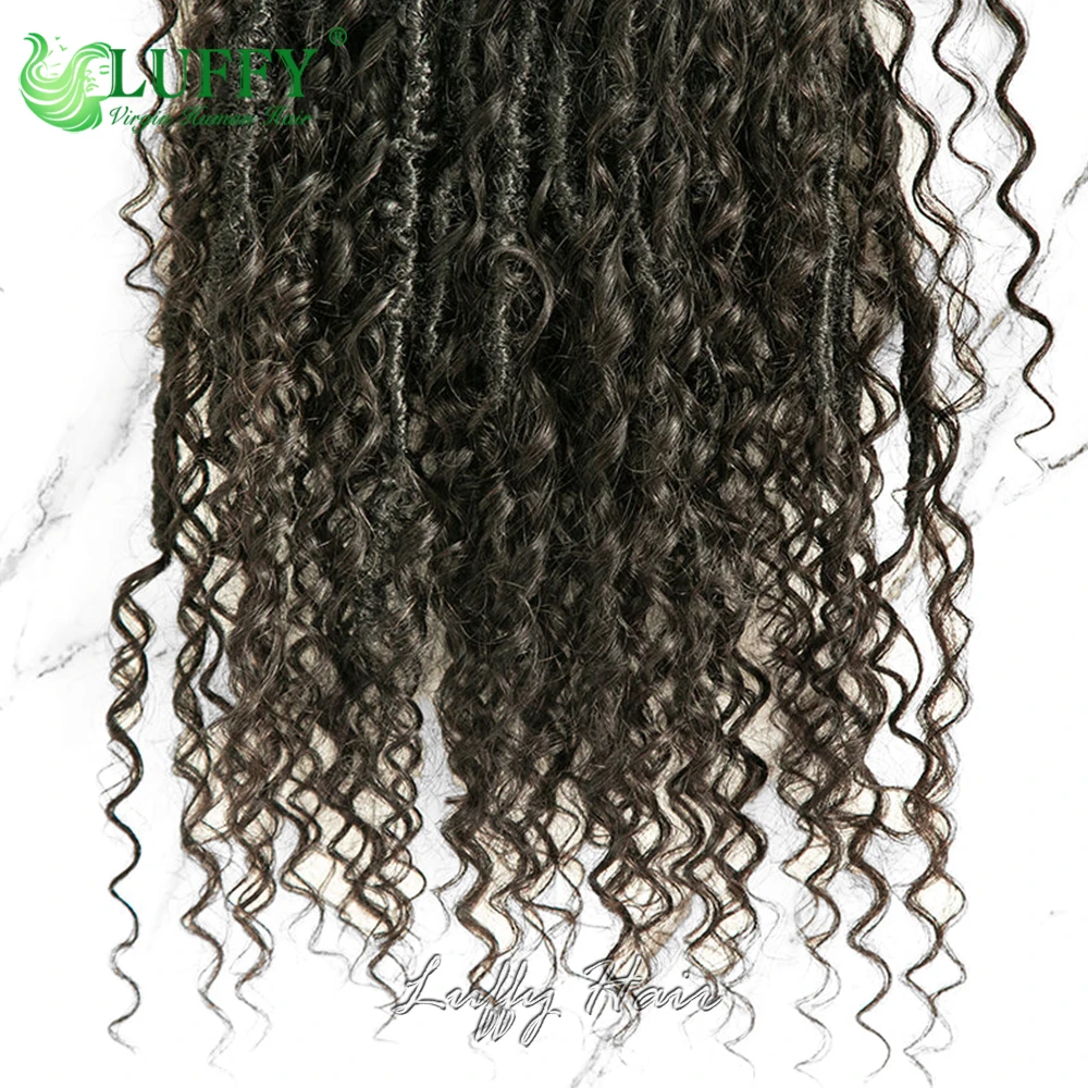 เส้นผมมนุษย์เทพธิดา Boho locs โครเชต์ผม pre looped โครเชต์ Boho dreadlocks เส้นผมมนุษย์ปลายหยิกต่อผมเปีย