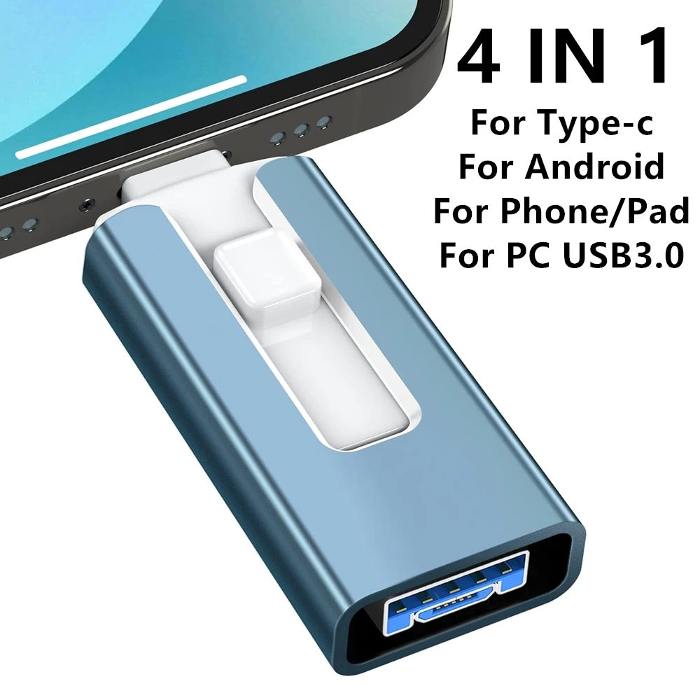 Флэш-накопитель для iPhone Usb 3.0 512 ГБ 256 ГБ 2 ТБ 1 ТБ 128 ГБ 64 ГБ 32 ГБ для iPhone с интерфейсом 4 в 1, флэш-накопитель Mirco TYPE для Ipad
