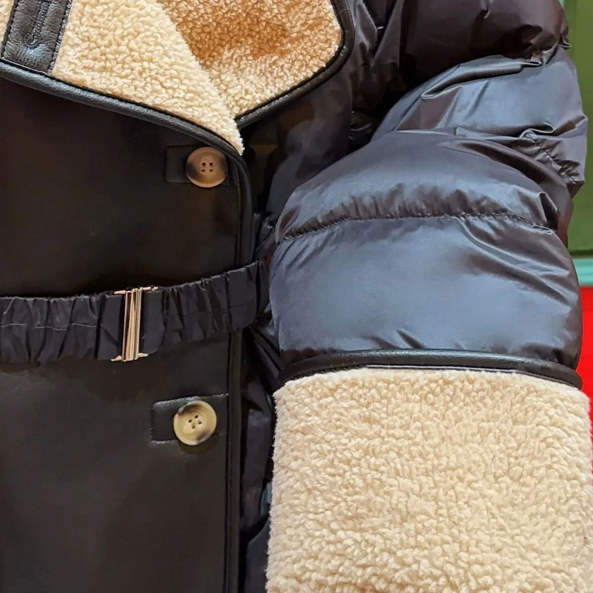 ฤดูหนาว Patchwork PU หนังหลวม Parkas หญิง Hooded กับเข็มขัดลงเสื้อแจ็คเก็ตเป็ดสีขาวลง Casual Coat หญิง Puffer Jacket