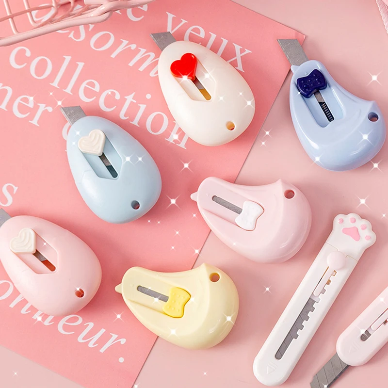 Kawaii Utility Messer Mini Nette Cartoons Papier Messer Box Opener Schneider Student Tragbare Handgemachte Handwerk Messer Schreibwaren