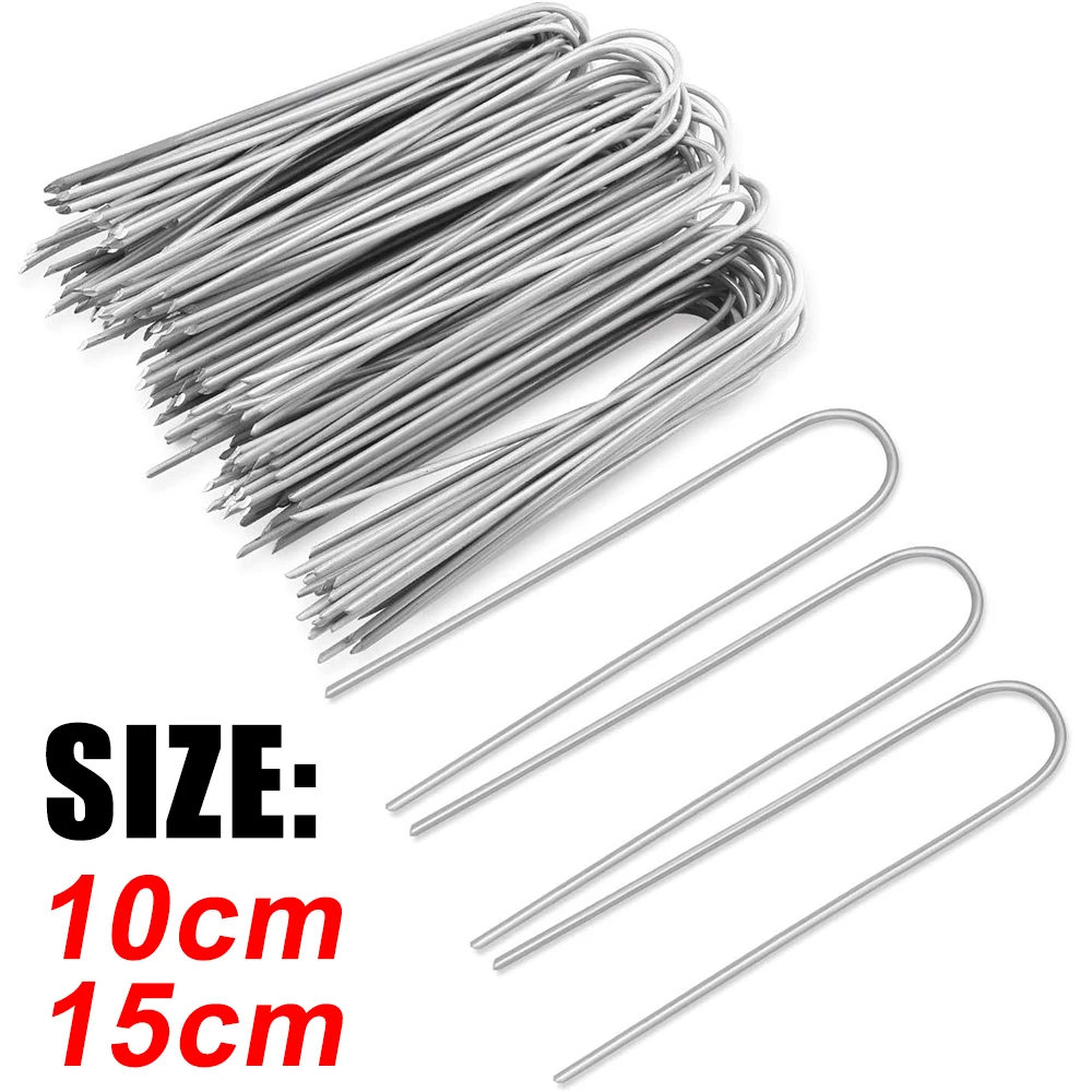 Punti metallici da giardino tipo U Pali per tubi per recinzione resistenti Perni per sod Punte per paesaggio zincate per contenere chiodi a terra per barriera per prati
