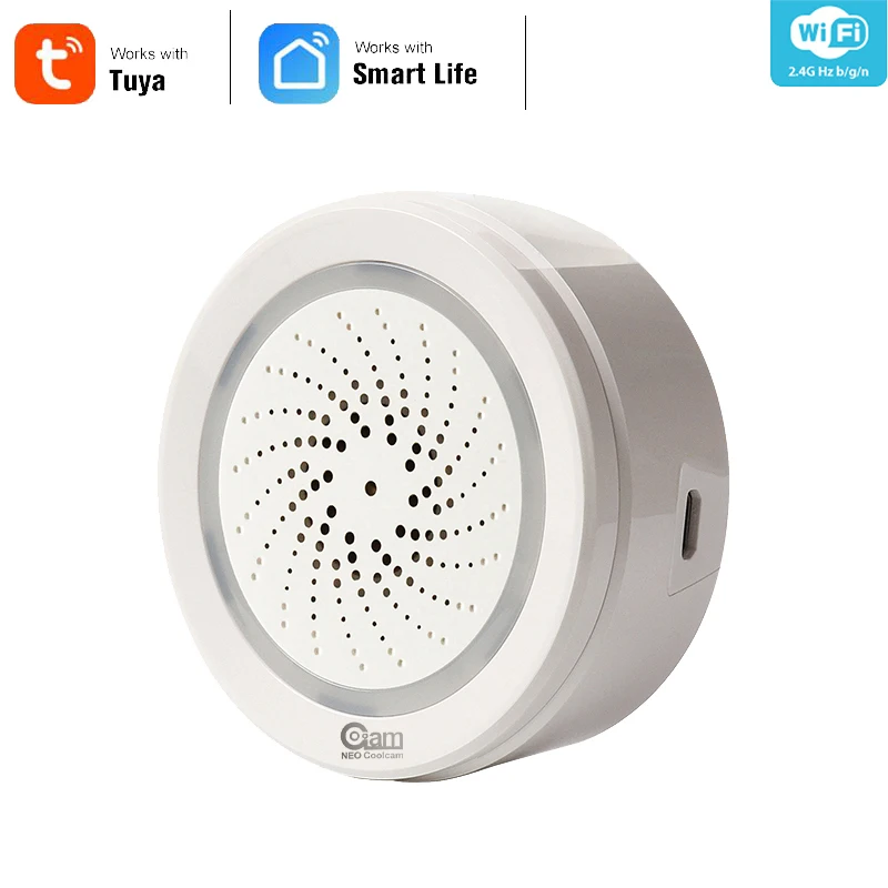 Neo coolcam inteligente tuya wifi sirene alarme com sensor de umidade temperatura compatível com eco google home assistant