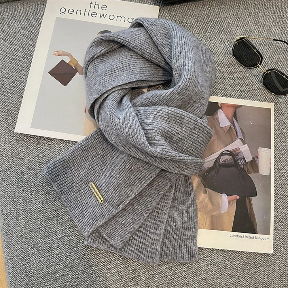 Bufanda larga suave clásica para mujer, chal cálido para invierno, bufanda Unisex de invierno de Color sólido para viajes al aire libre, bufandas de esquí y nieve