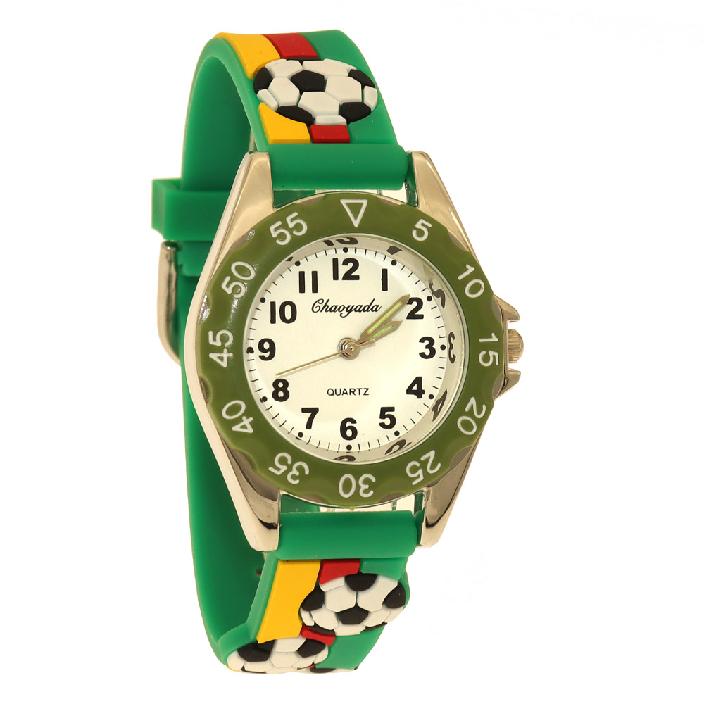 Chaoyada ファッション子供少年少女サッカーサッカー腕時計キッズ学生ソフトシリコンストラップ漫画スポーツ腕時計ギフト