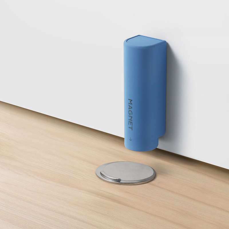 Tope de puerta magnético de acero inoxidable, base de puerta sin clavos gris y negro, herrajes para puertas