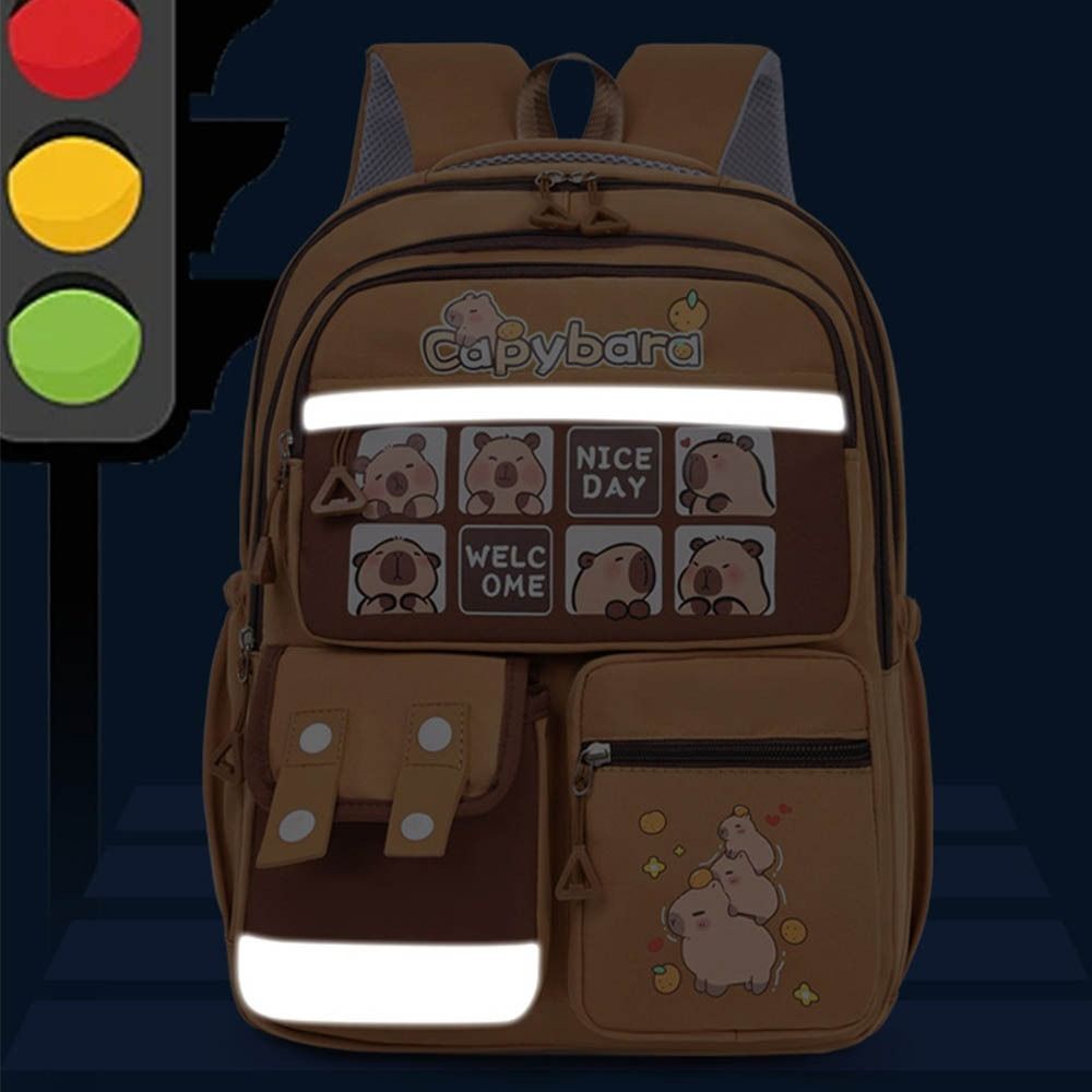 대용량 Capybara 배낭 조절 가능한 스트랩 나일론 귀여운 동물 Bookbag 경량 멀티 포켓 학생 학교 가방