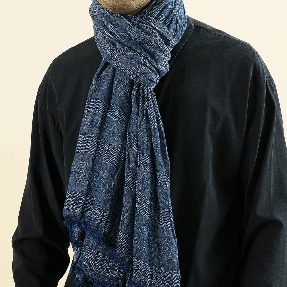 Bufanda de algodón y lino a la moda para hombre, Pashmina cálida para otoño e invierno, Bufanda informal con borlas, bufandas para hombre, bufandas negras y marinas