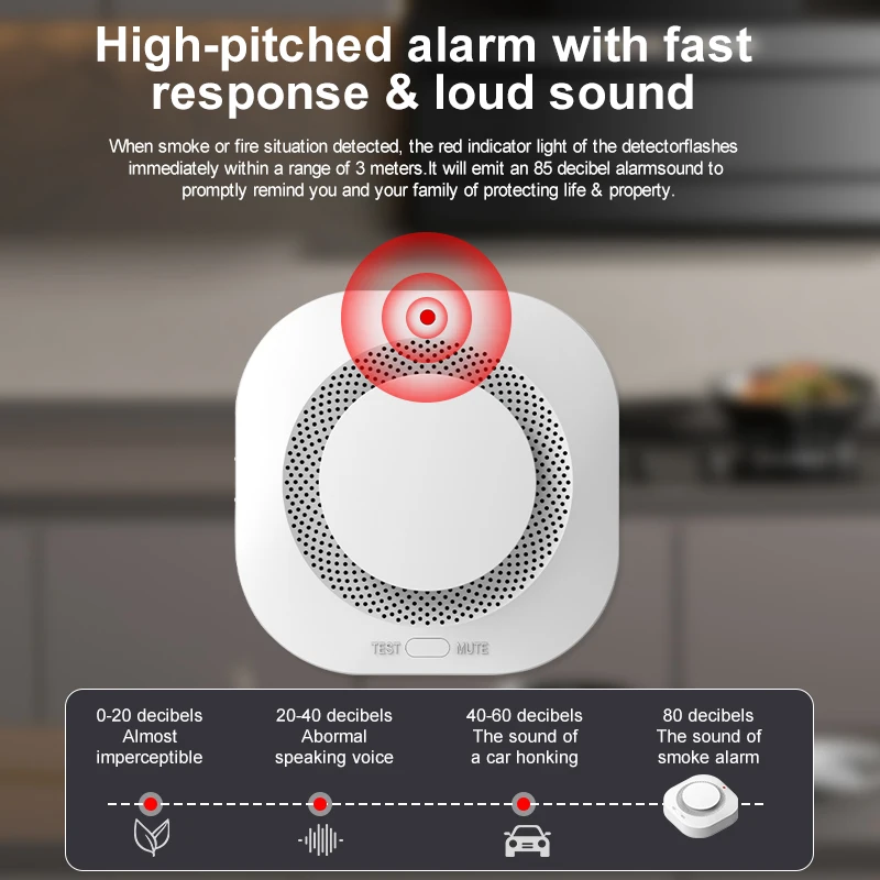 Smart Smoke Detector Security Protection Smoke Alarm Fire Protection For Home Security Via Smart Life App ﻿