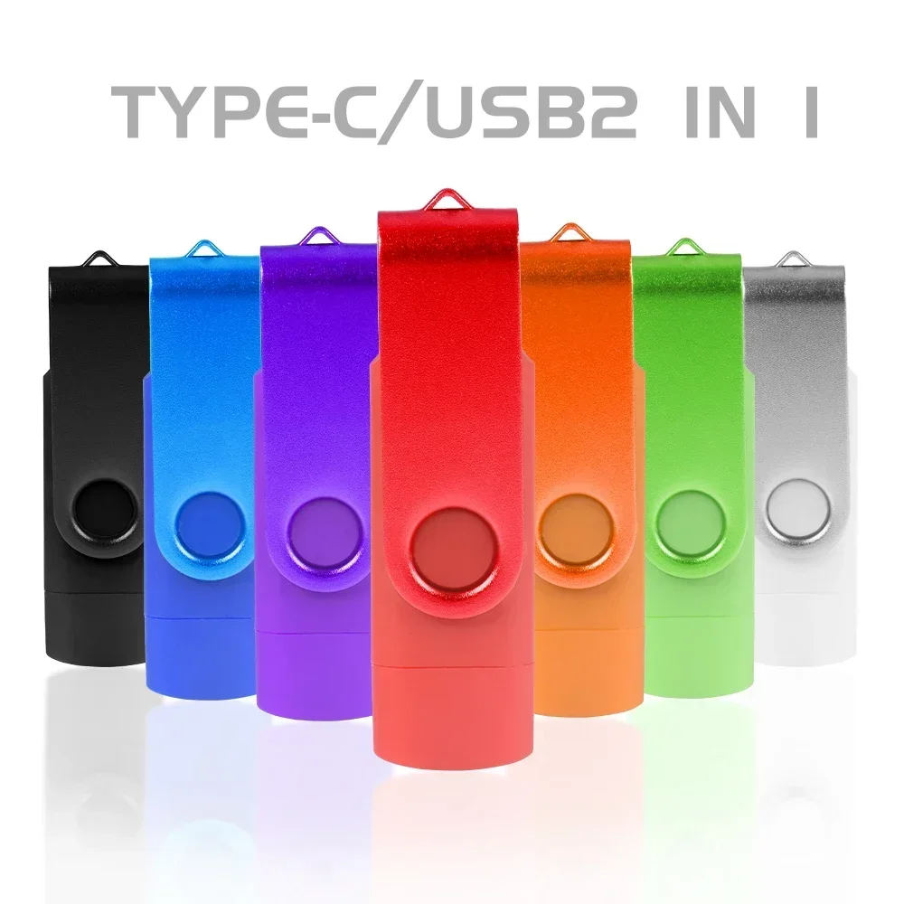 TYPE-C USB Flash Drive 128GB Red High Speed  Pen Drive 64GB Dark Blue Memory Stick 32GB Rotatable USB Stick 16GB Colorful U Disk