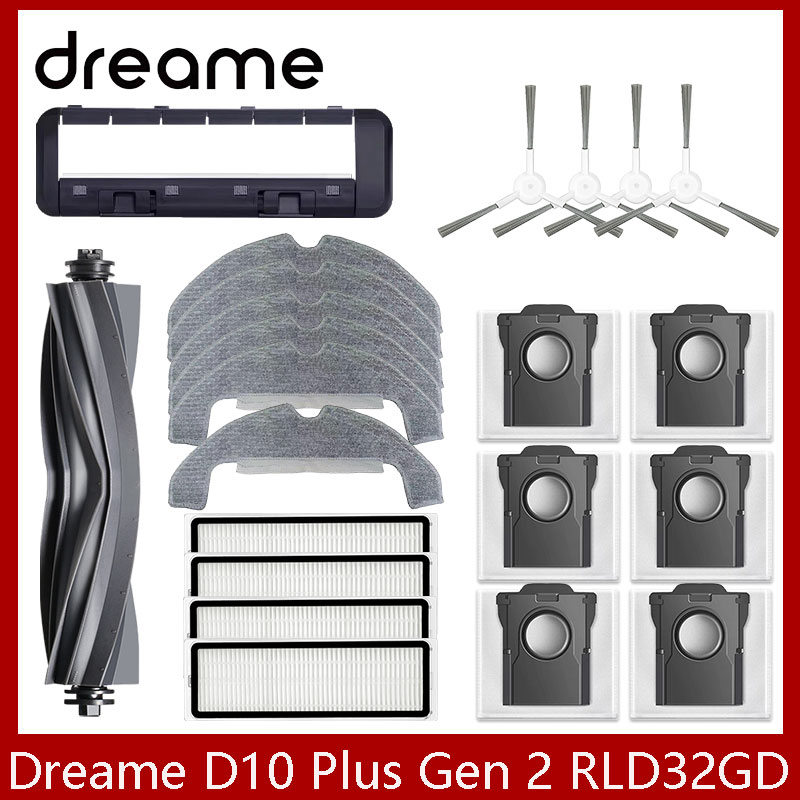 Dreame D10 Plus Gen 2 RLD32GD Запасные части для робота-пылесоса Расходные материалы Основная боковая щетка Hepa-фильтр Швабра Тканевый мешок для пыли Аксессуары
