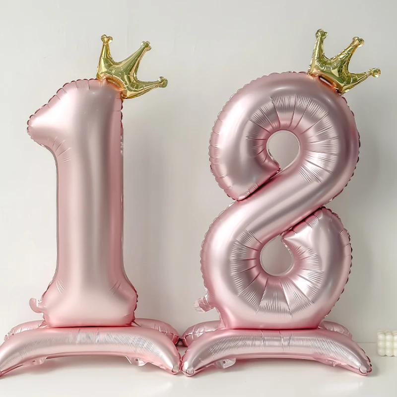 40 polegadas rosa em pé coroa digital menina festa de aniversário decoração balão