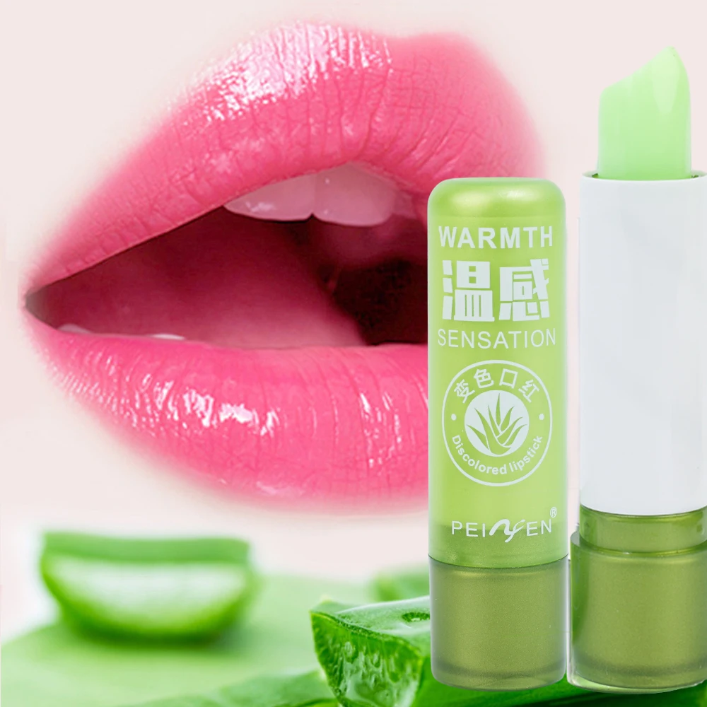 1 bálsamo labial hidratante de larga duración, lápiz labial Natural de Aloe Vera, Color que cambia de humor, lápiz labial hidratante de larga duración, maquillaje de labios