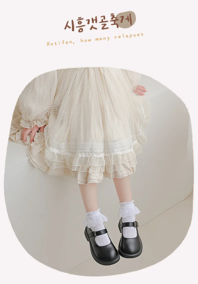 Calcetines de encaje para niños de ballet, calcetines de algodón para niñas, calcetines cortos finos de princesa de encaje japonés de verano, danza blanca para bebés