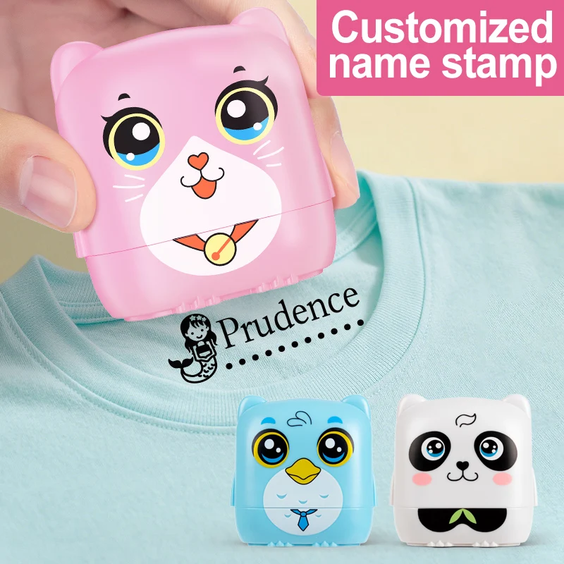 Carimbo de nome personalizado – selo de nome gravado personalizado para crianças, preparação de jardim de infância e equipamento de viagem, tinta que não desbota, material escolar